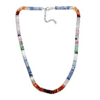Multi Opal Necklace (Size - 18-2 Ext) in Rhodium Sterling Silver 125.00 Ct.