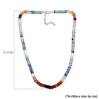Multi Opal Necklace (Size - 18-2 Ext) in Rhodium Sterling Silver 125.00 Ct.