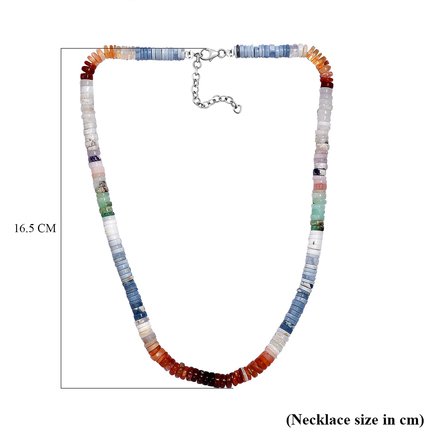 Multi Opal Necklace (Size - 18+2 Ext) in Rhodium Overlay Sterling Silver 125.00 Ct. 7955905 5