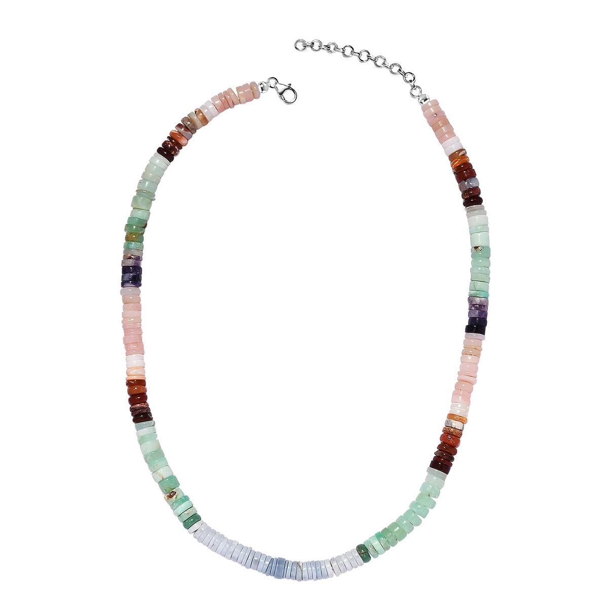 Very Rare Multi Opal Necklace (Size - 20) in Rhodium Overlay Sterling Silver 152.32 Ct 7579065 0