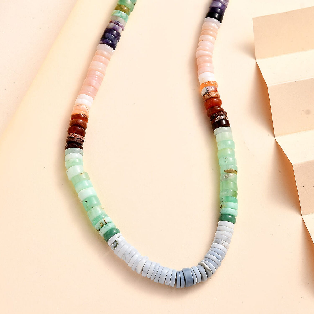 Very Rare Multi Opal Necklace (Size - 20) in Rhodium Overlay Sterling Silver 152.32 Ct 7579065 2