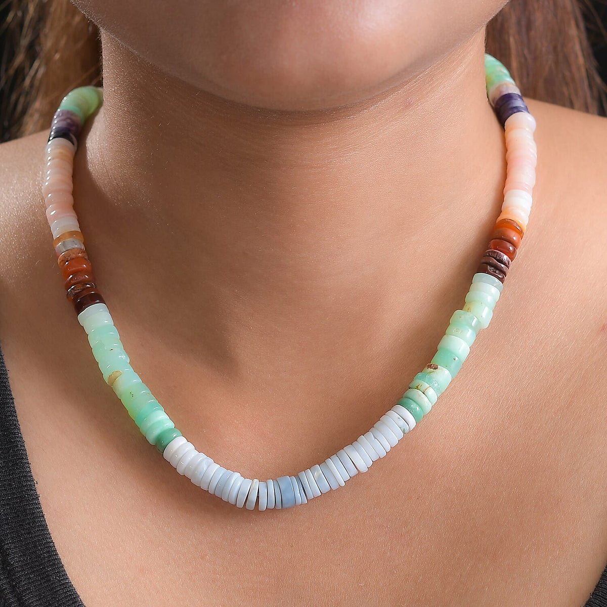 Very Rare Multi Opal Necklace (Size - 20) in Rhodium Overlay Sterling Silver 152.32 Ct 7579065 3