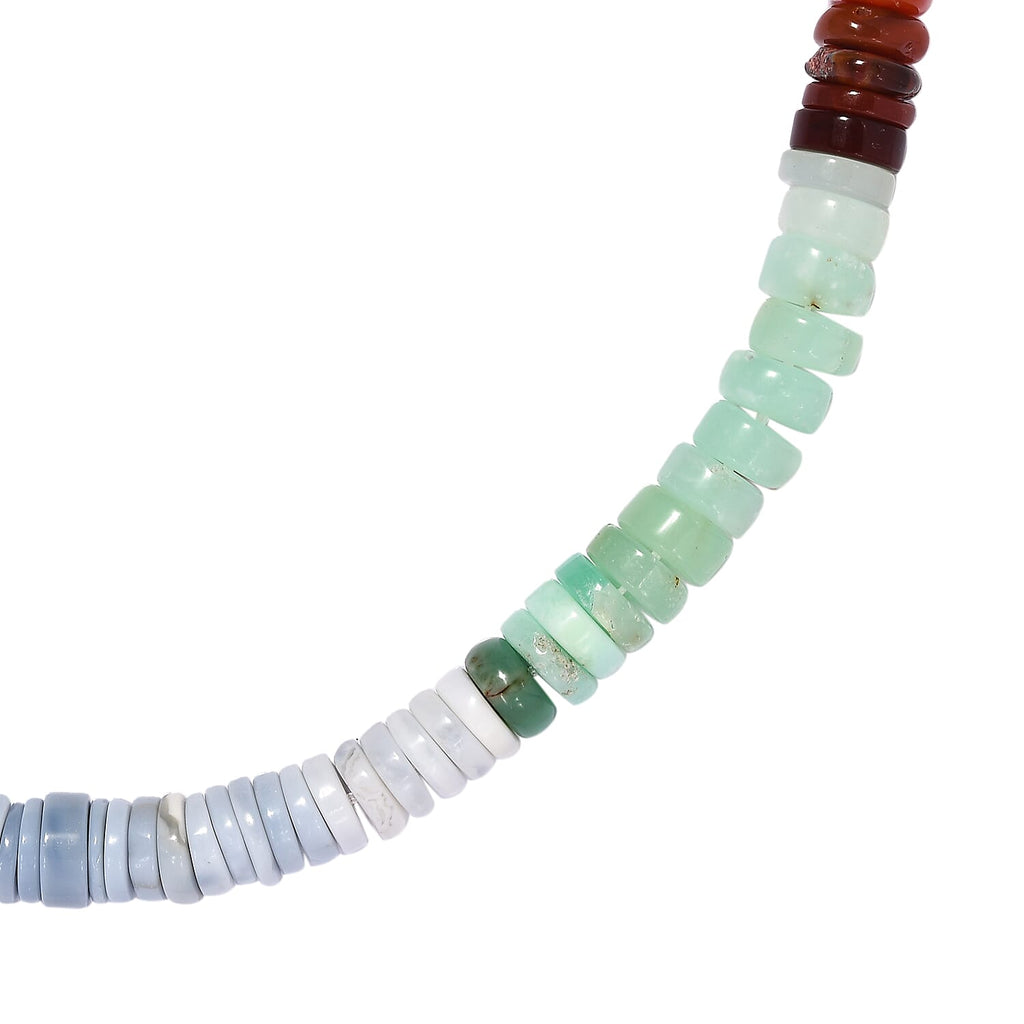 Very Rare Multi Opal Necklace (Size - 20) in Rhodium Overlay Sterling Silver 152.32 Ct