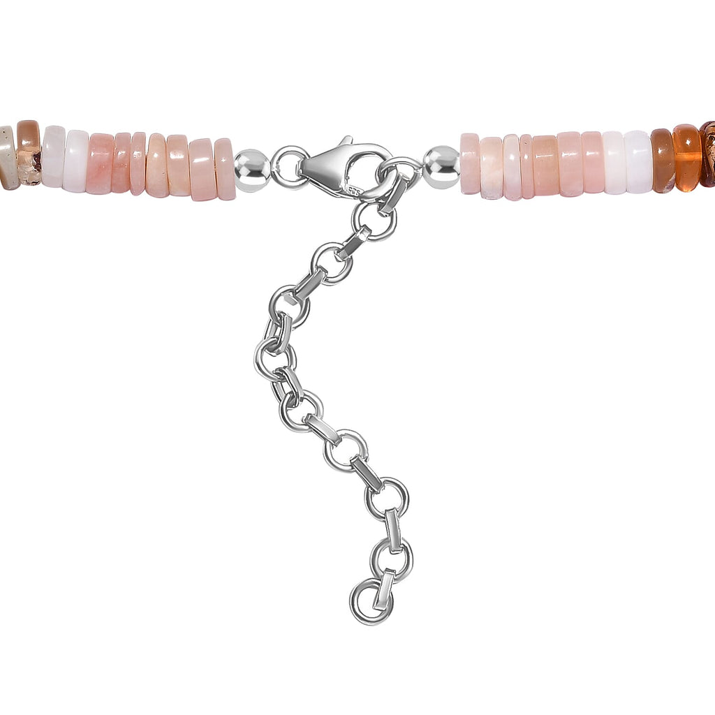 Very Rare Multi Opal Necklace (Size - 20) in Rhodium Overlay Sterling Silver 152.32 Ct