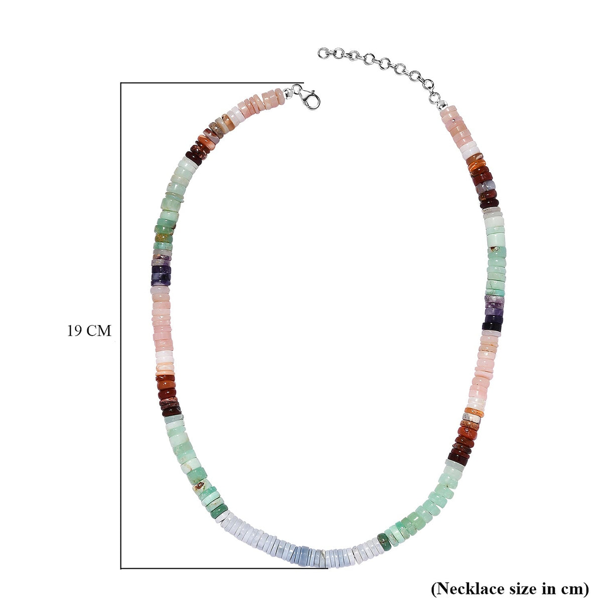 Very Rare Multi Opal Necklace (Size - 20) in Rhodium Overlay Sterling Silver 152.32 Ct 7579065 6