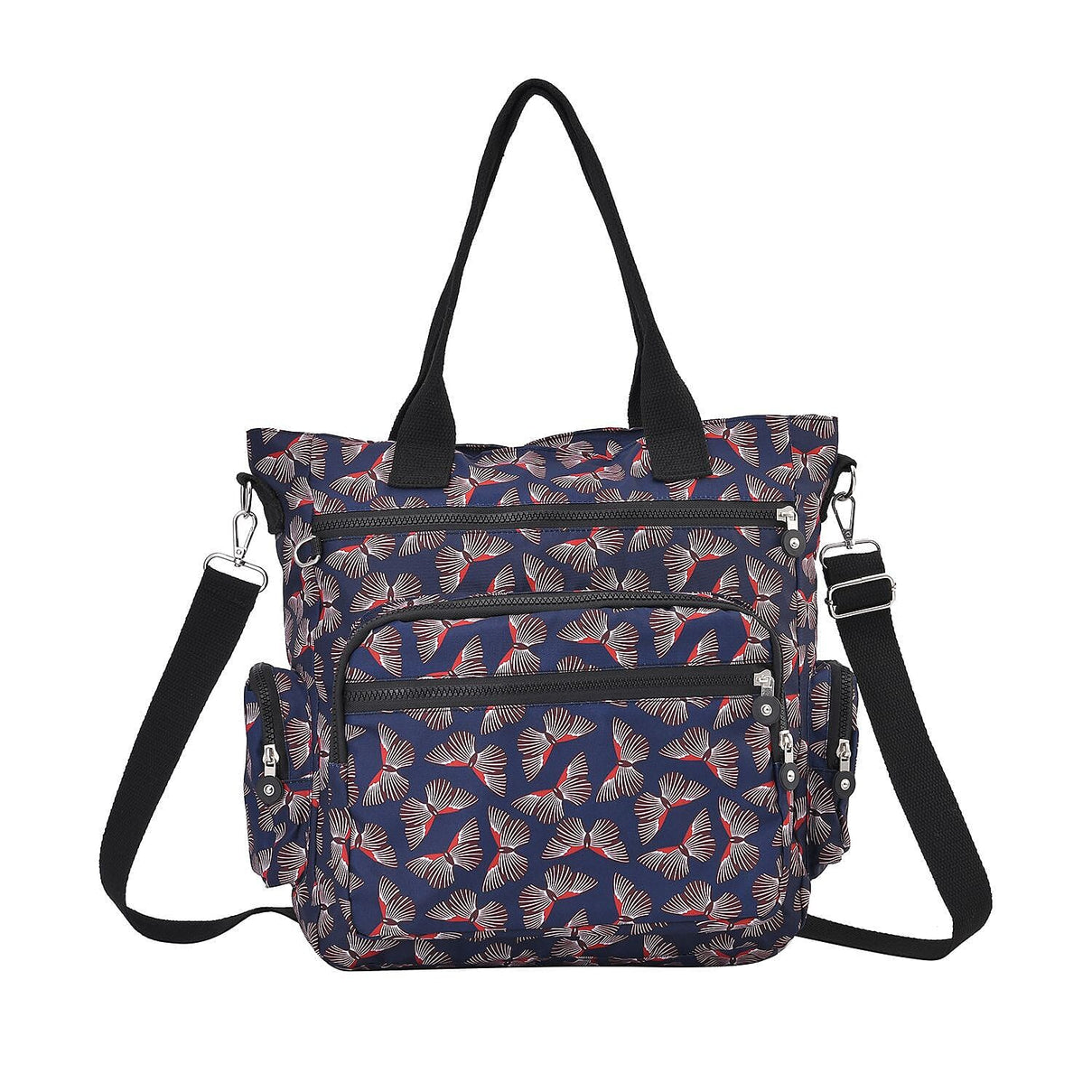 Multi Pocket Butterfly Pattern Tote Bag - Black 7212946 0