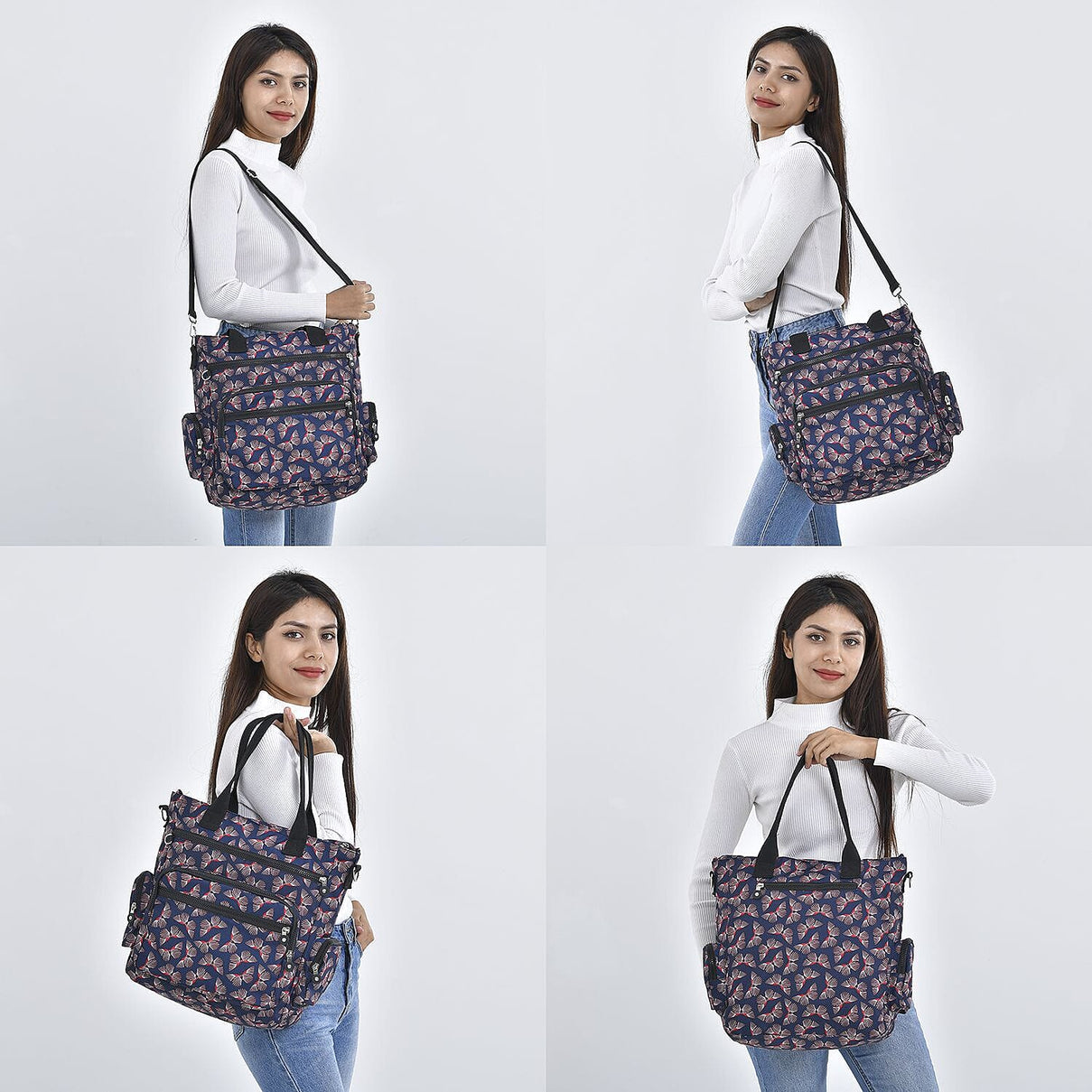 Multi Pocket Butterfly Pattern Tote Bag - Black 7212946 2