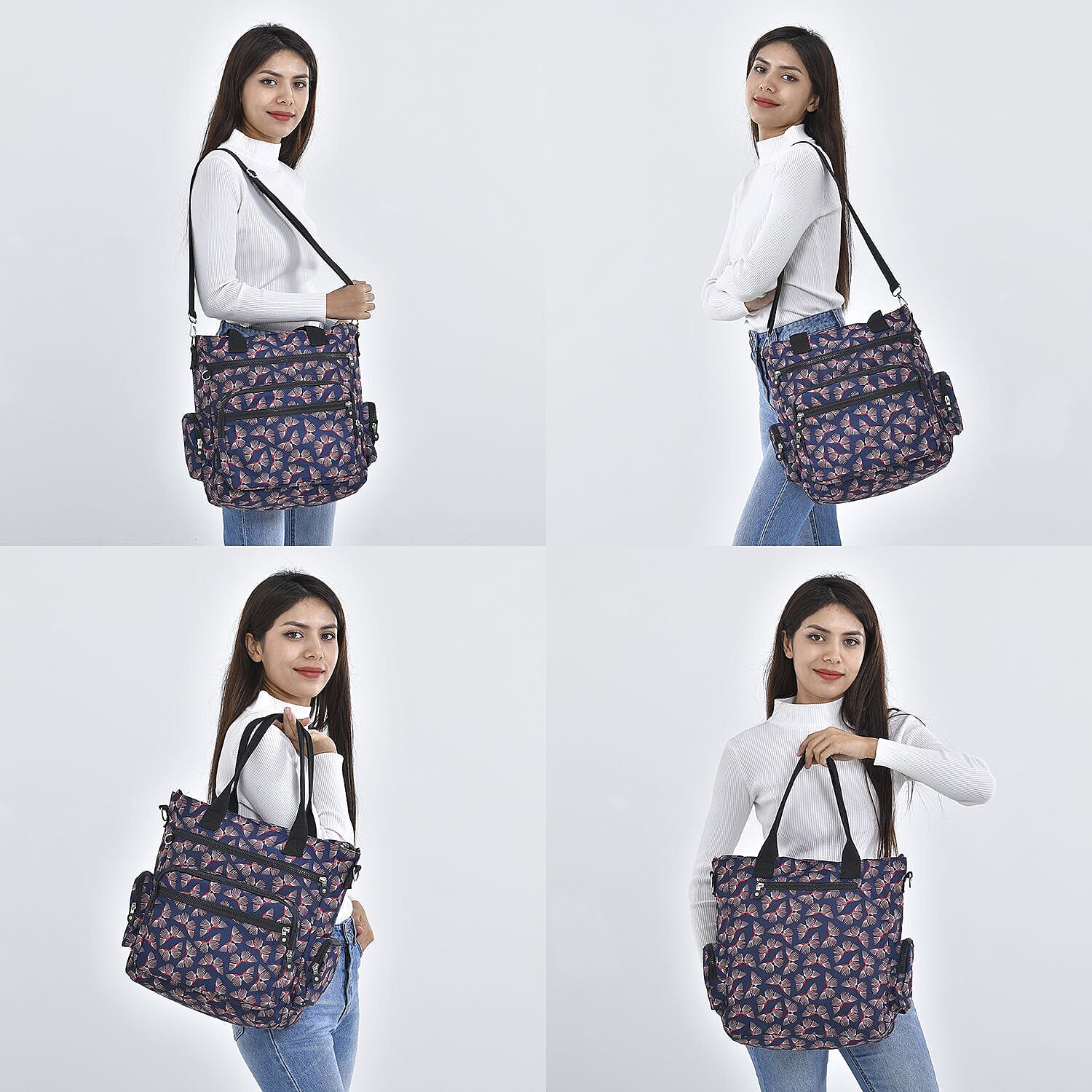 Multi Pocket Butterfly Pattern Tote Bag - Black 7212946 2