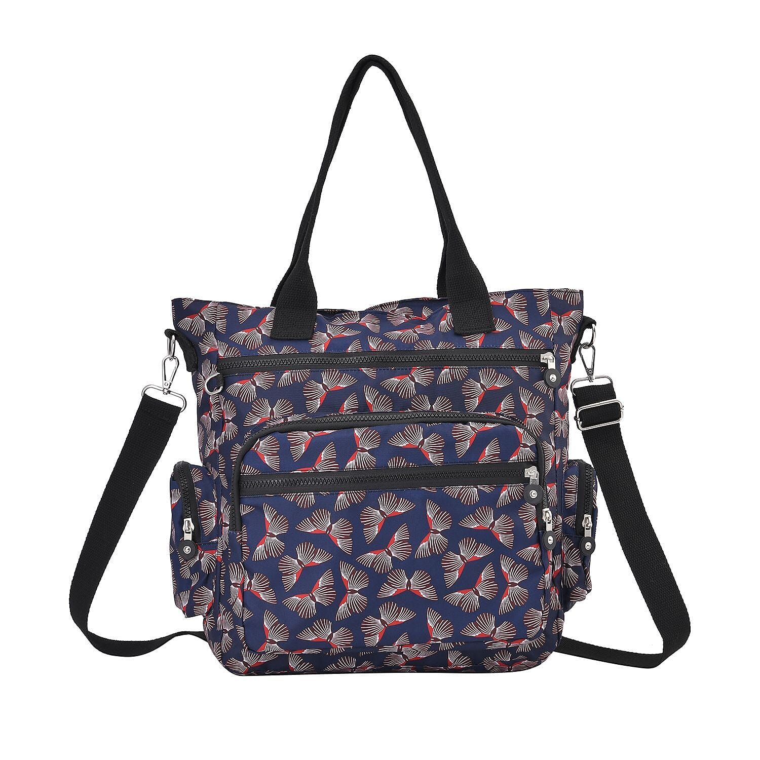 Multi Pocket Butterfly Pattern Tote Bag - Black 7212946 7