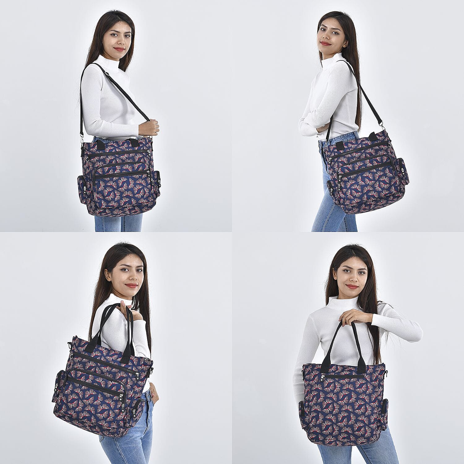 Multi Pocket Butterfly Pattern Tote Bag - Black 7212946 9