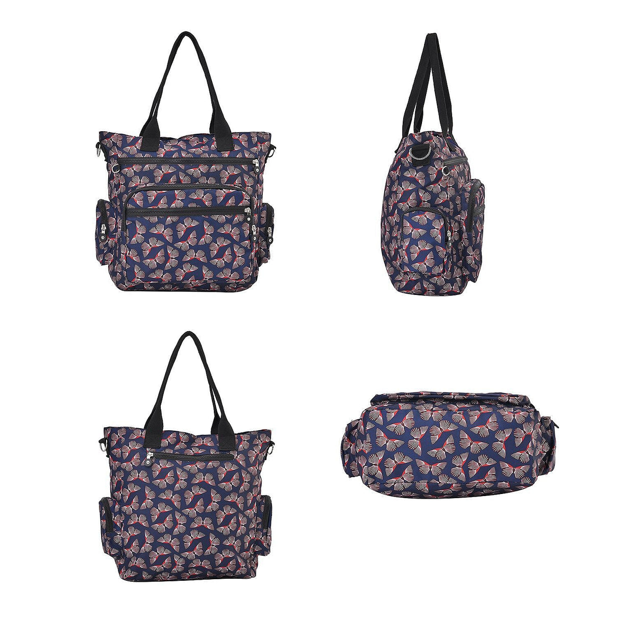 Multi Pocket Butterfly Pattern Tote Bag - Black 7212946 10