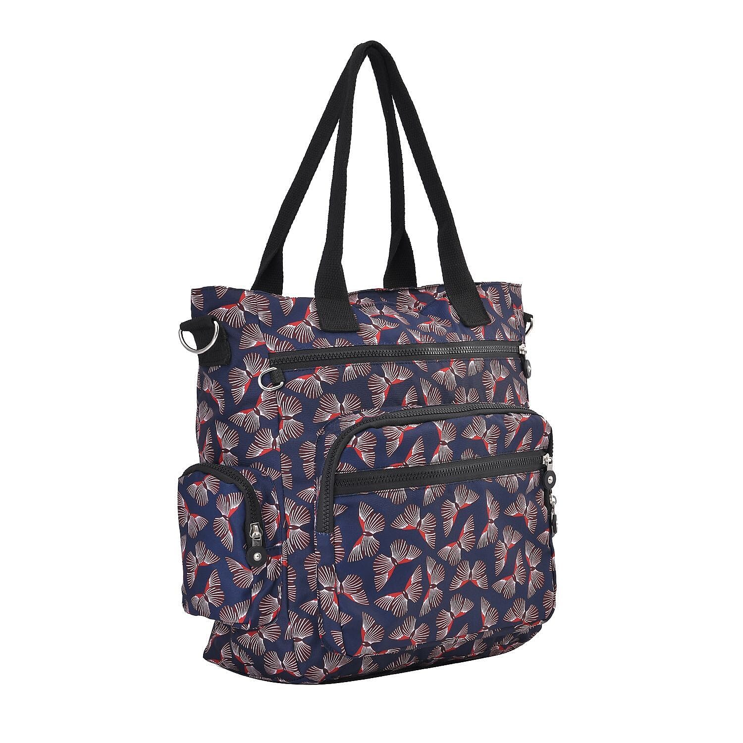 Multi Pocket Butterfly Pattern Tote Bag - Black 7212946 13