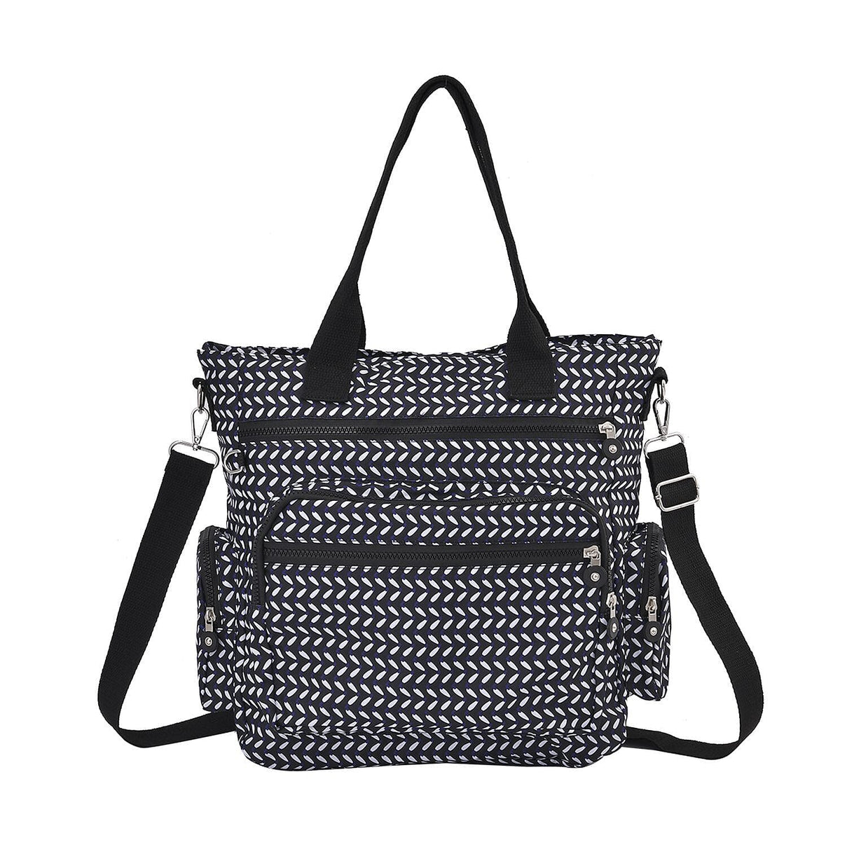 Multi Pocket Leaf Pattern Tote Bag - Navy 7212939 8