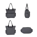 Multi Pocket Leaf Pattern Tote Bag - Navy