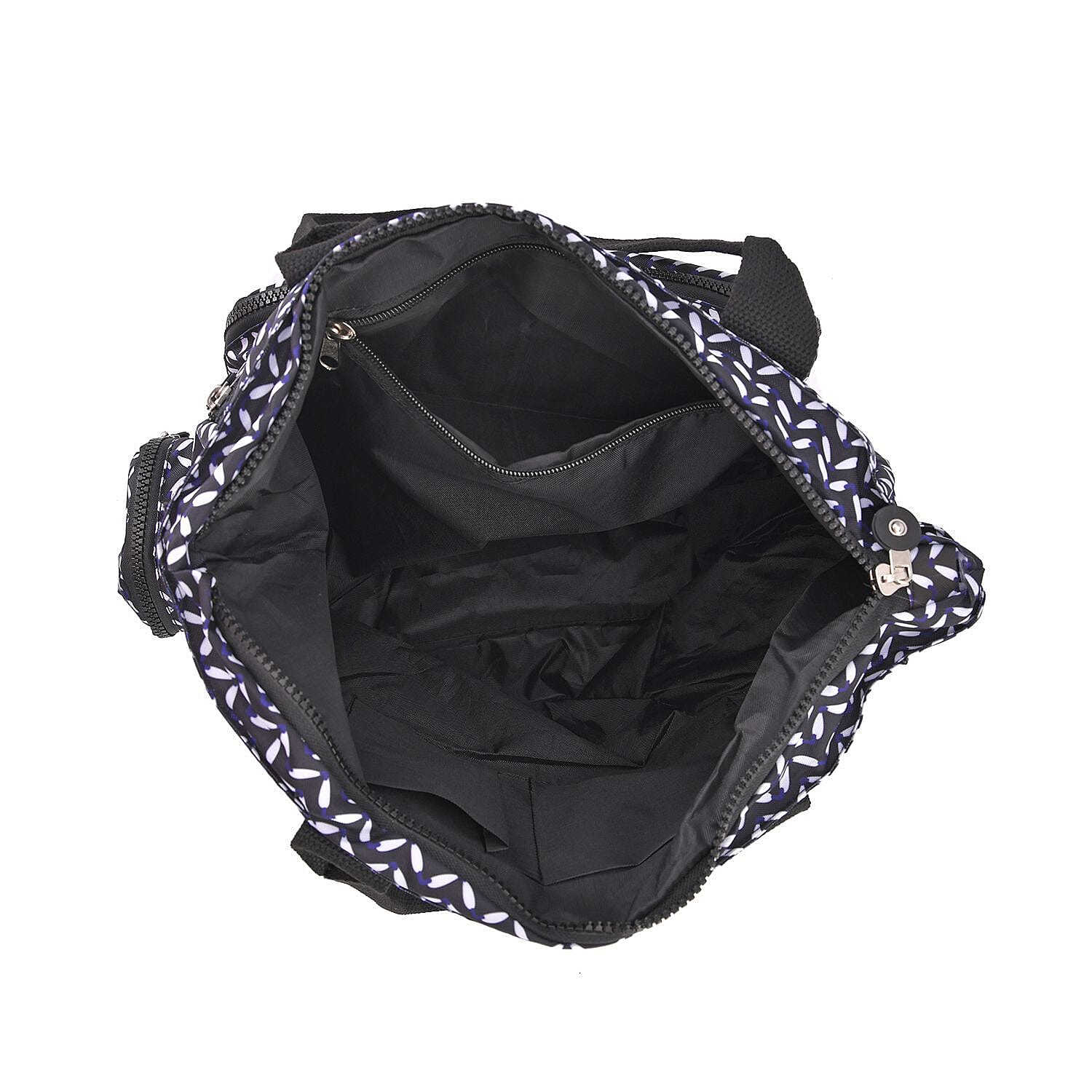 Multi Pocket Leaf Pattern Tote Bag - Navy 7212939 12