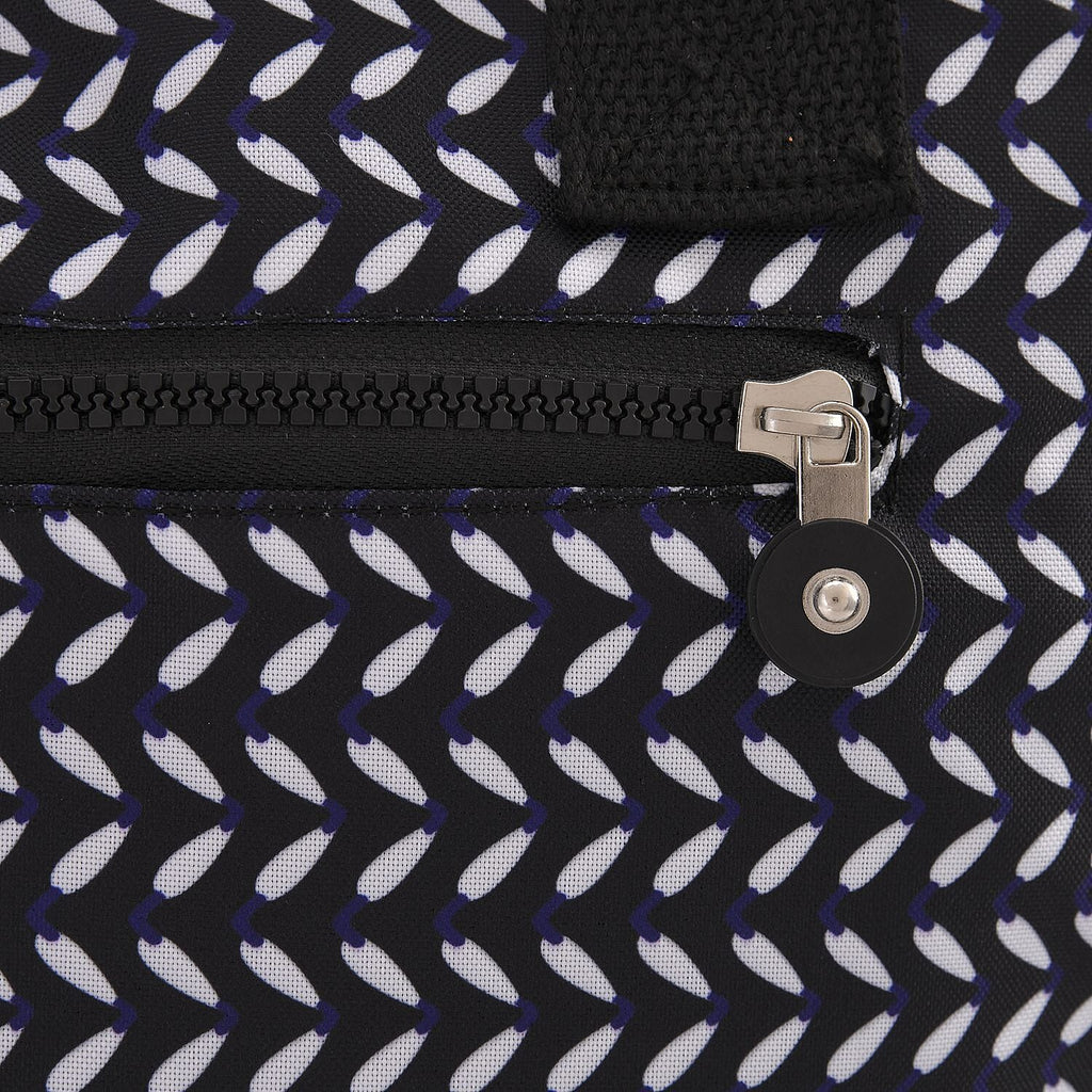 Multi Pocket Leaf Pattern Tote Bag - Navy