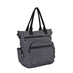 Multi Pocket Leaf Pattern Tote Bag - Navy