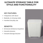 Garden Storage Table (Size 42x39x39 Cm- 43L) - UV Protected and Weather Resistance - Off White