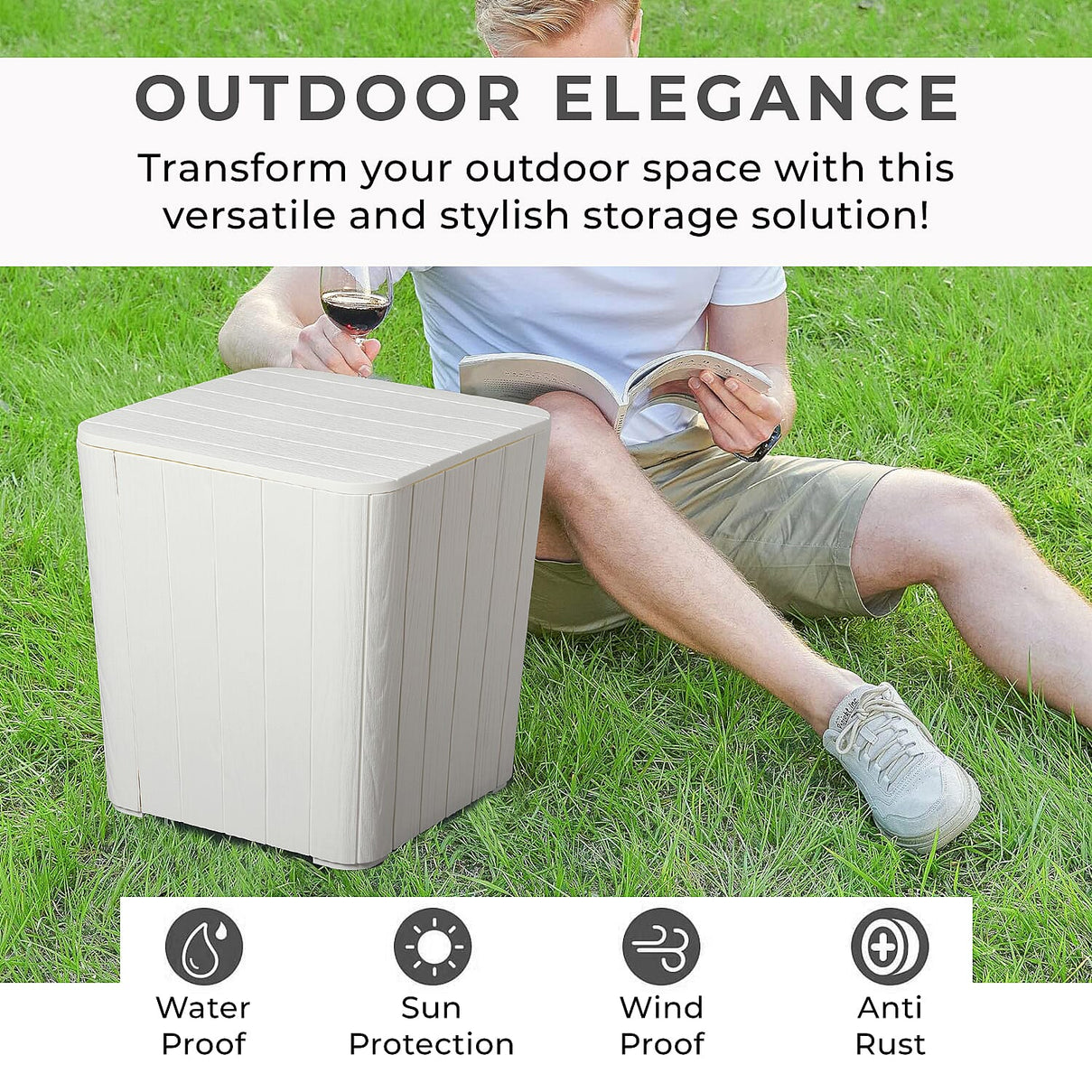 Durable UV Protected and Weather Resistance Storage Table - White 3712352 3