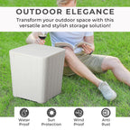 Garden Storage Table (Size 42x39x39 Cm- 43L) - UV Protected and Weather Resistance - Off White
