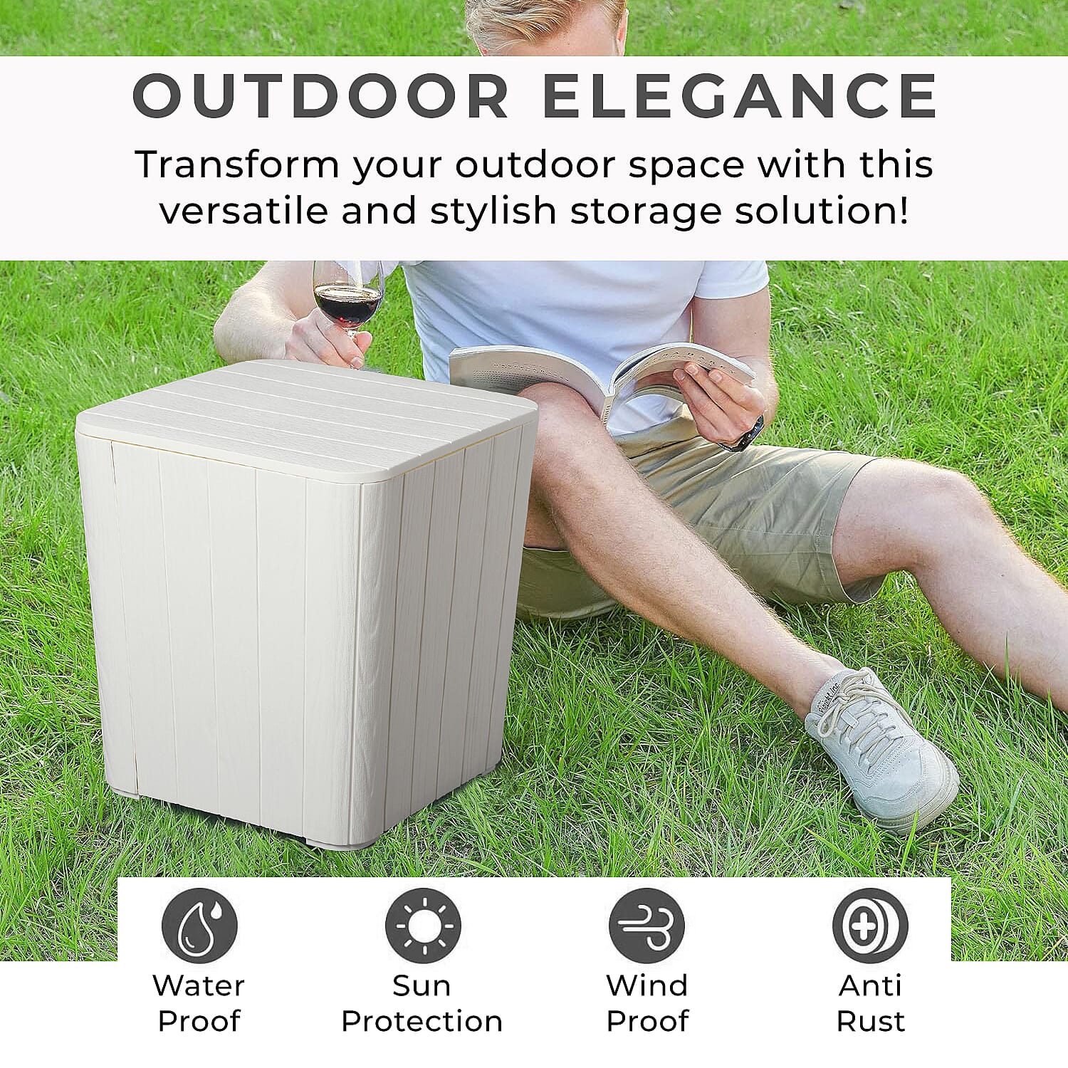 Durable UV Protected and Weather Resistance Storage Table - White 3712352 3