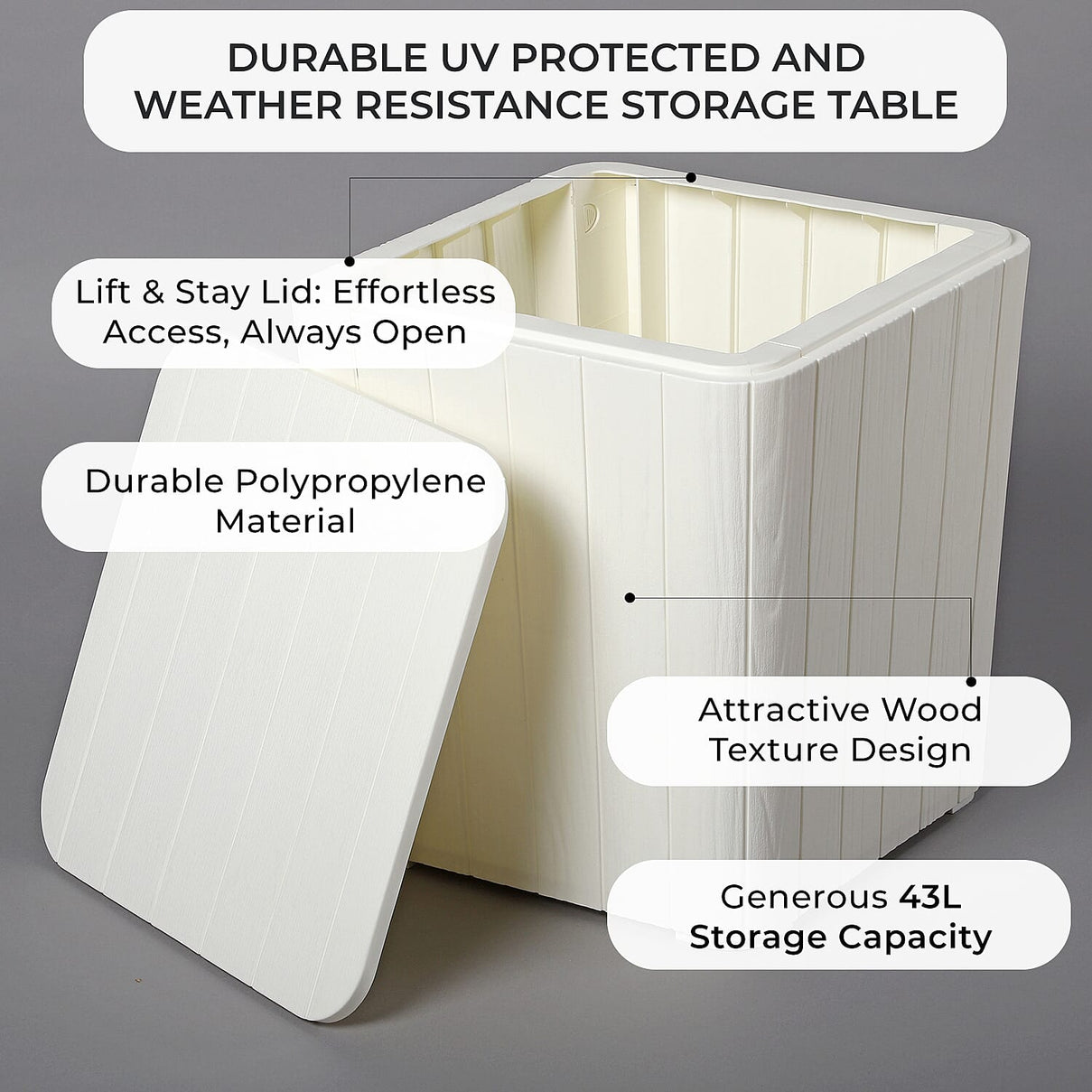 Durable UV Protected and Weather Resistance Storage Table - White 3712352 4