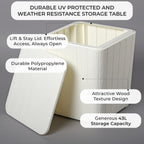 Garden Storage Table (Size 42x39x39 Cm- 43L) - UV Protected and Weather Resistance - Off White