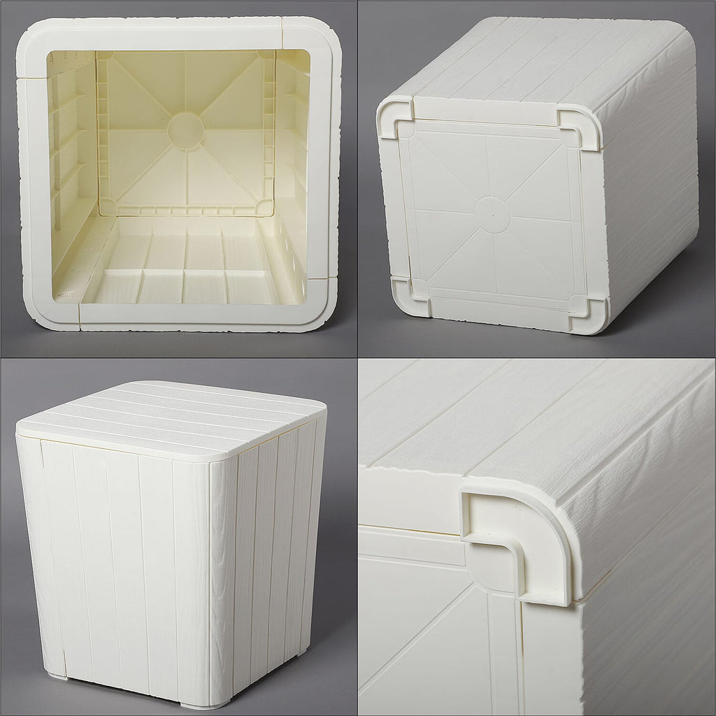 Garden Storage Table (Size 42x39x39 Cm- 43L) - UV Protected and Weather Resistance - Off White