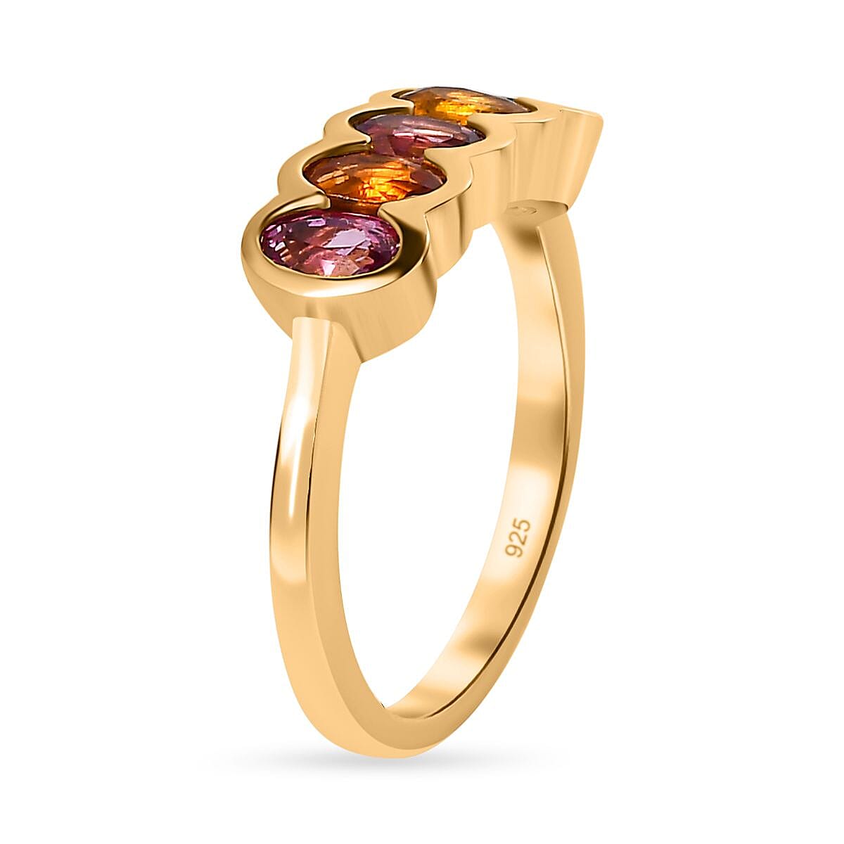 Multi Sapphire 5 Stone Ring in 18K Yellow Gold Vermeil Plaated Sterling Silver 1.63 Ct. 7563068 3