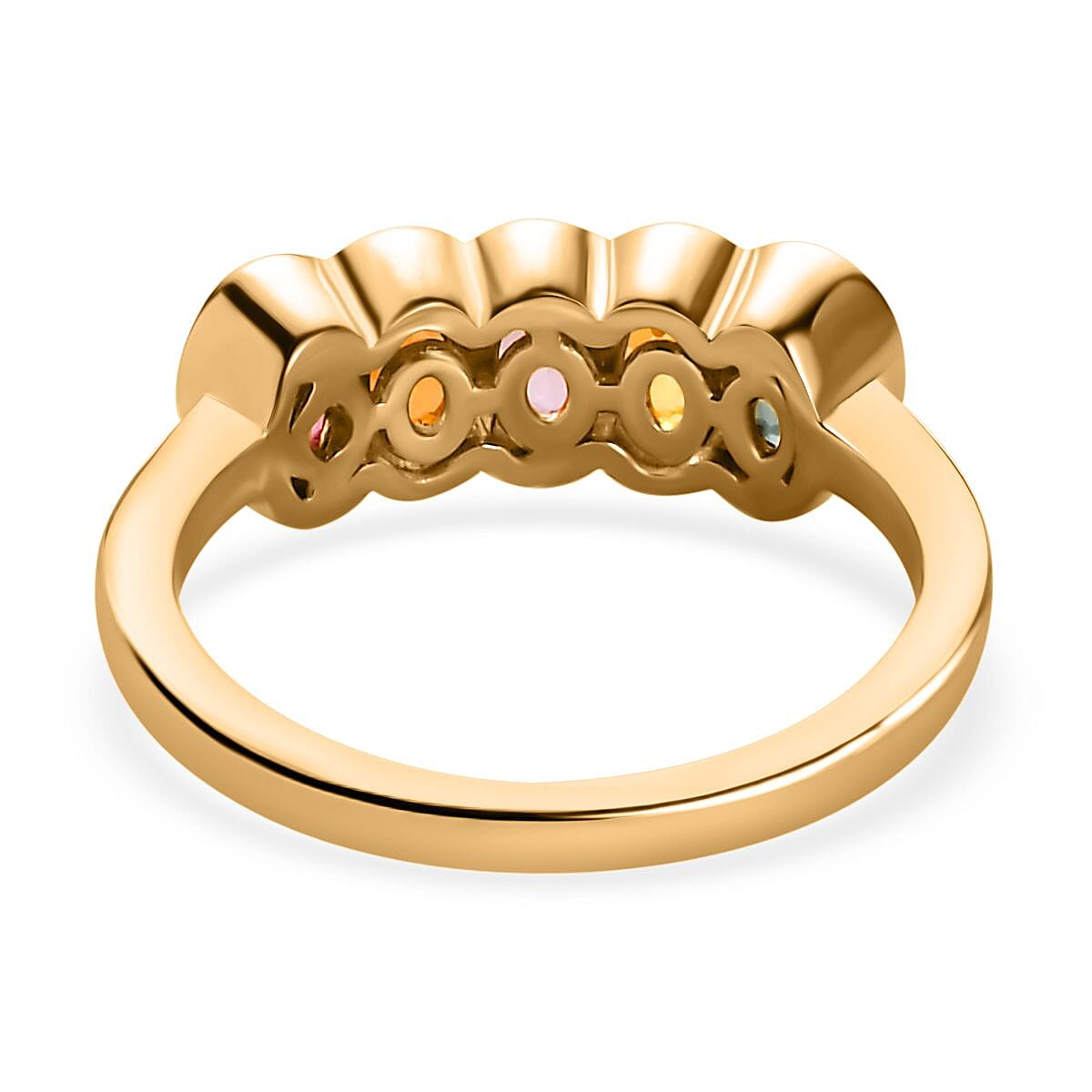 Multi Sapphire 5 Stone Ring in 18K Yellow Gold Vermeil Plaated Sterling Silver 1.63 Ct. 7563068 4