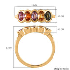 Multi Sapphire 5 Stone Ring in 18K Yellow Gold Vermeil Plaated Sterling Silver 1.63 Ct.