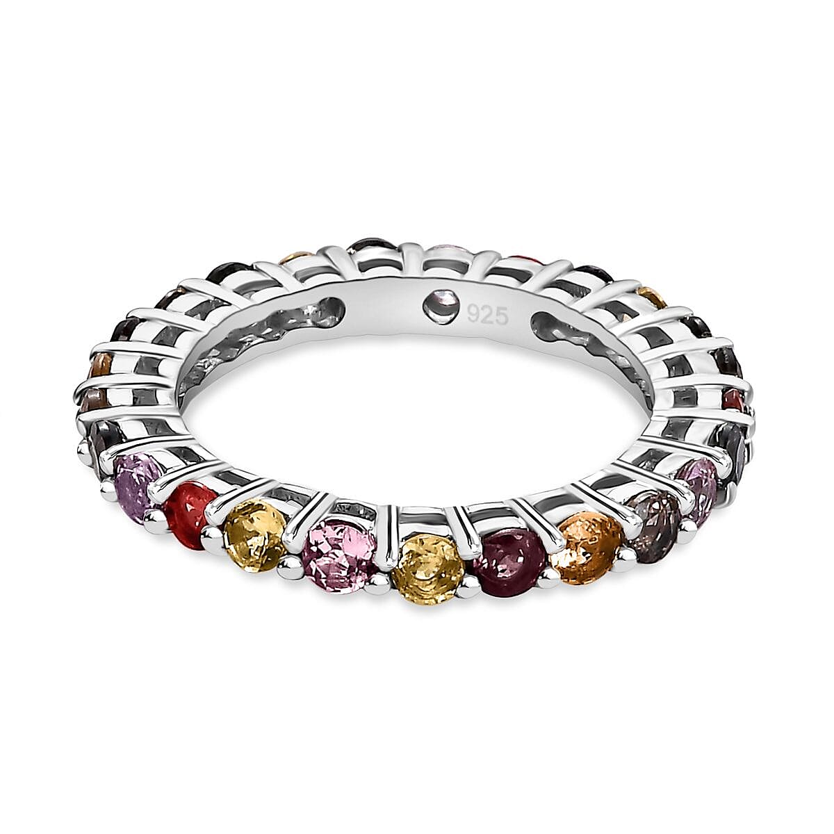 Multi Sapphire Wedding Band Ring in Platinum Overlay Sterling Silver 2.22 Ct. 7562891 0
