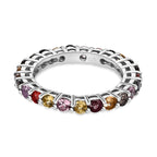 Multi Sapphire Band Ring in Platinum Overlay Sterling Silver 2.22 Ct.