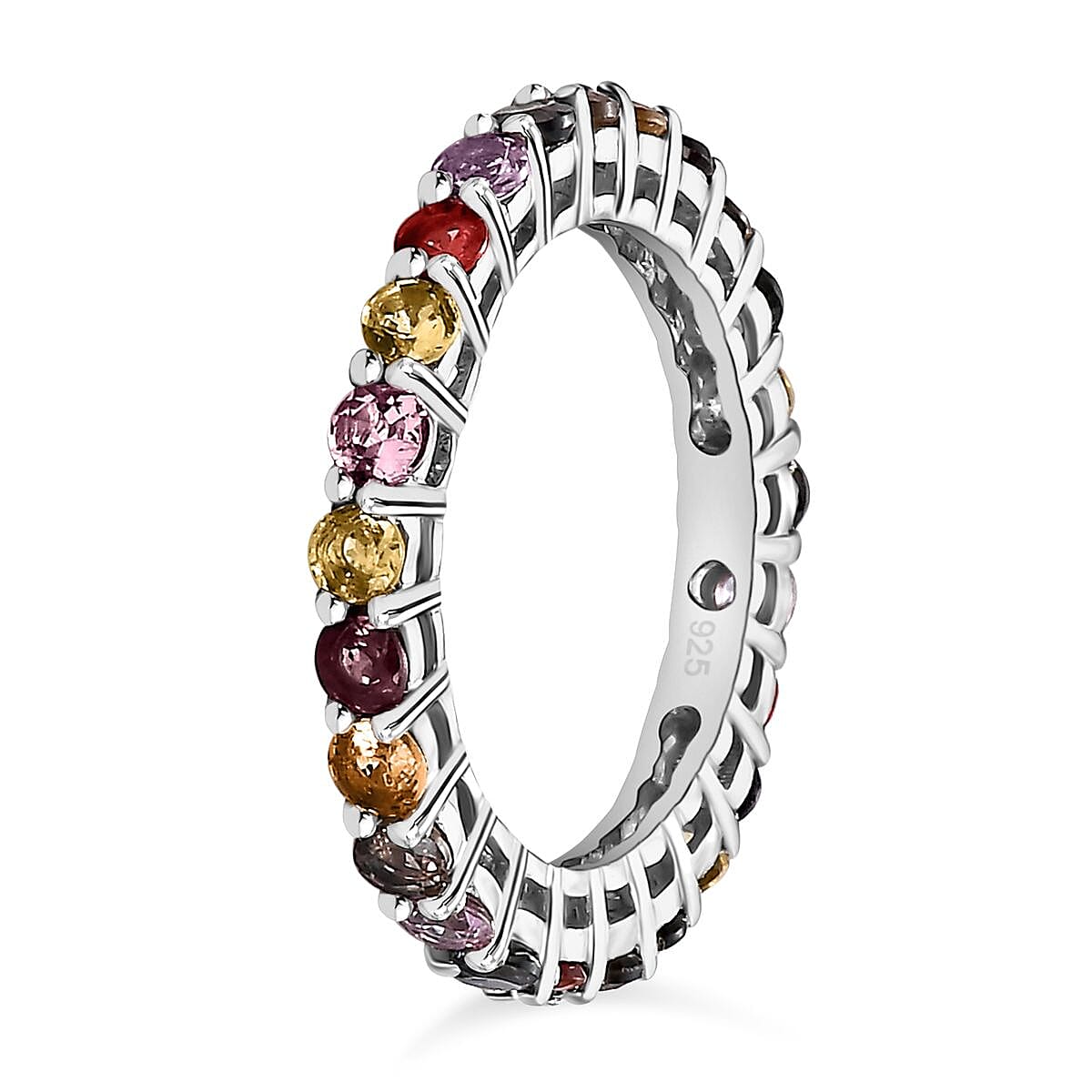 Multi Sapphire Wedding Band Ring in Platinum Overlay Sterling Silver 2.22 Ct. 7562891 3