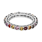 Multi Sapphire Band Ring in Platinum Overlay Sterling Silver 2.22 Ct.