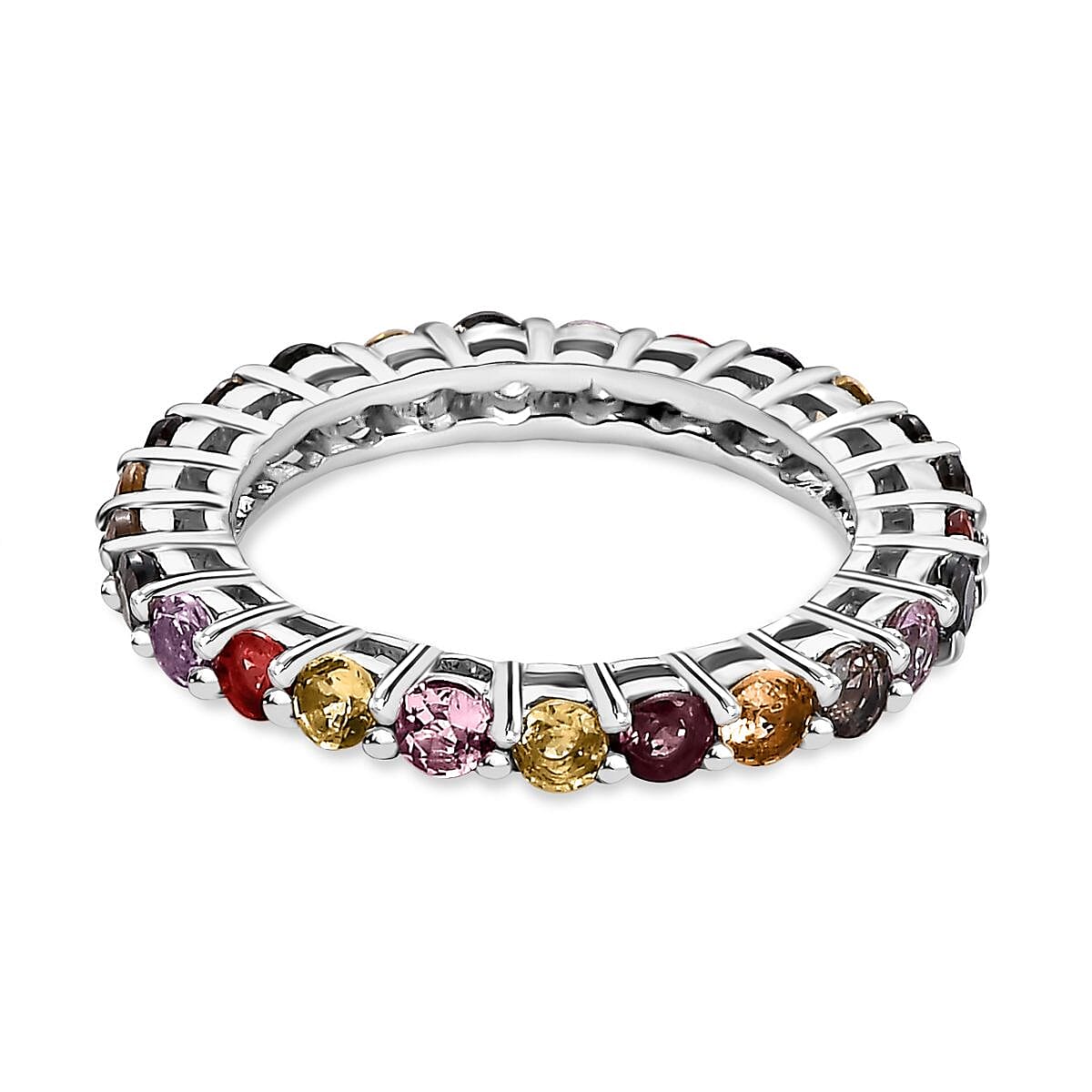 Multi Sapphire Wedding Band Ring in Platinum Overlay Sterling Silver 2.22 Ct. 7562891 4