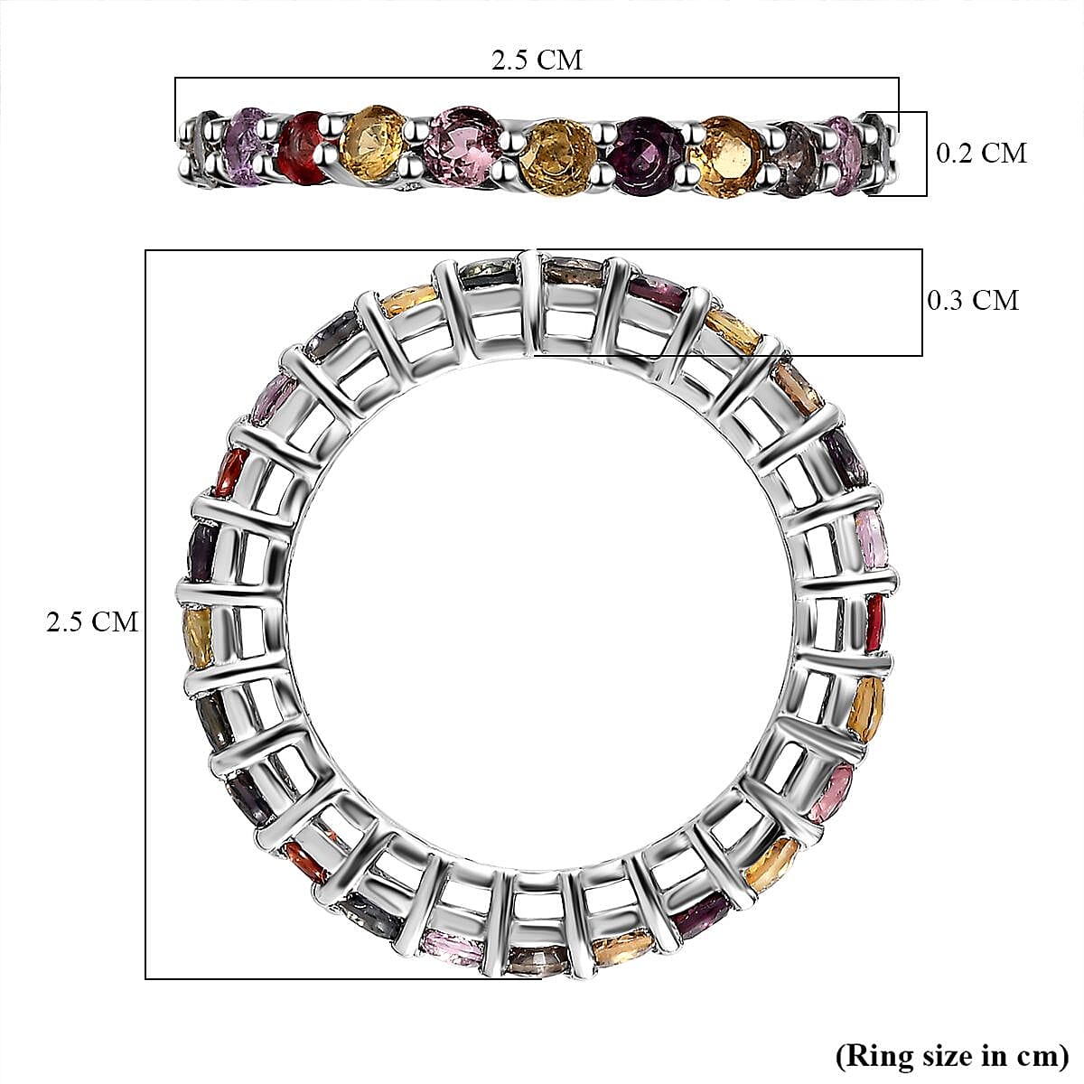 Multi Sapphire Wedding Band Ring in Platinum Overlay Sterling Silver 2.22 Ct. 7562891 5