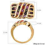 Multi Sapphire Ring in 18K Yellow Gold Vermeil Plated Sterling Silver 3.00 Ct, Silver Wt. 6.43 Gms