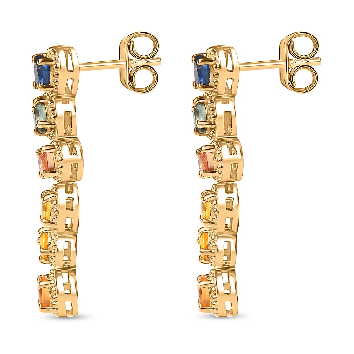 Rainbow Sapphire Dangle Earrings in 18K Yellow Gold Vermeil Plated Sterling Silver 7814370 5