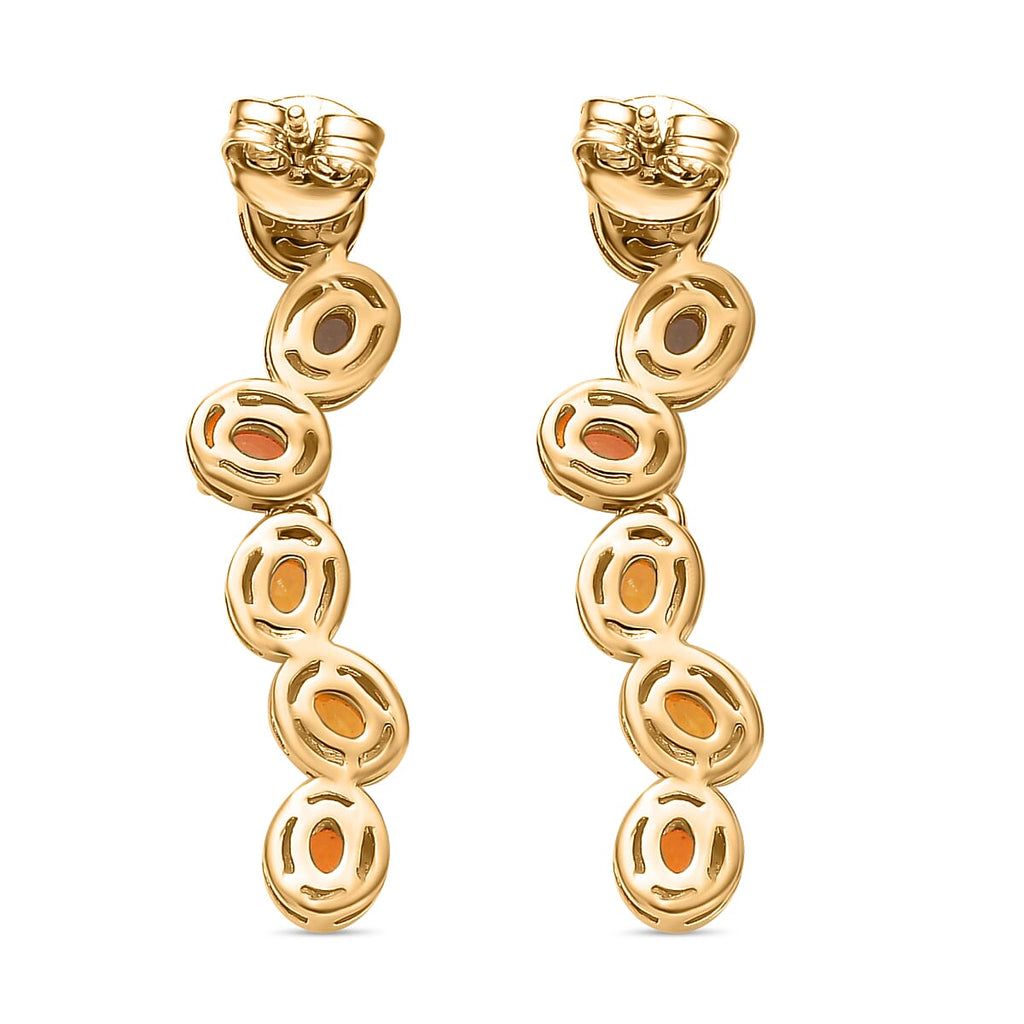 Rainbow Sapphire Dangle Earrings in 18K YG Vermeil Sterling Silver 2.65 Ct.