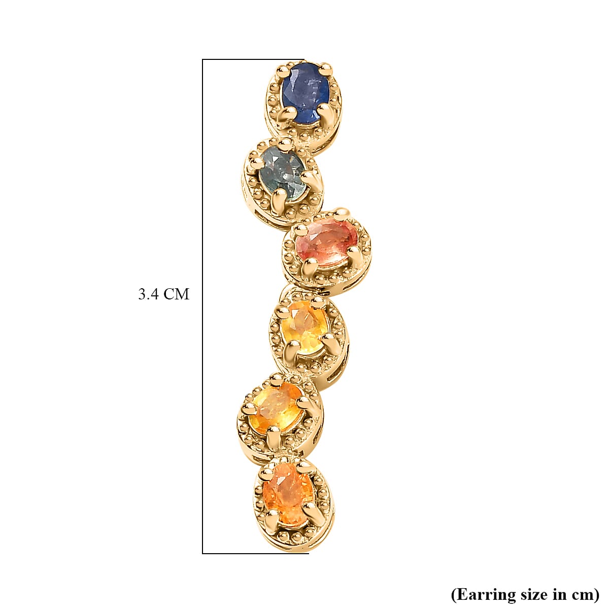 Rainbow Sapphire Dangle Earrings in 18K Yellow Gold Vermeil Plated Sterling Silver 7814370 7