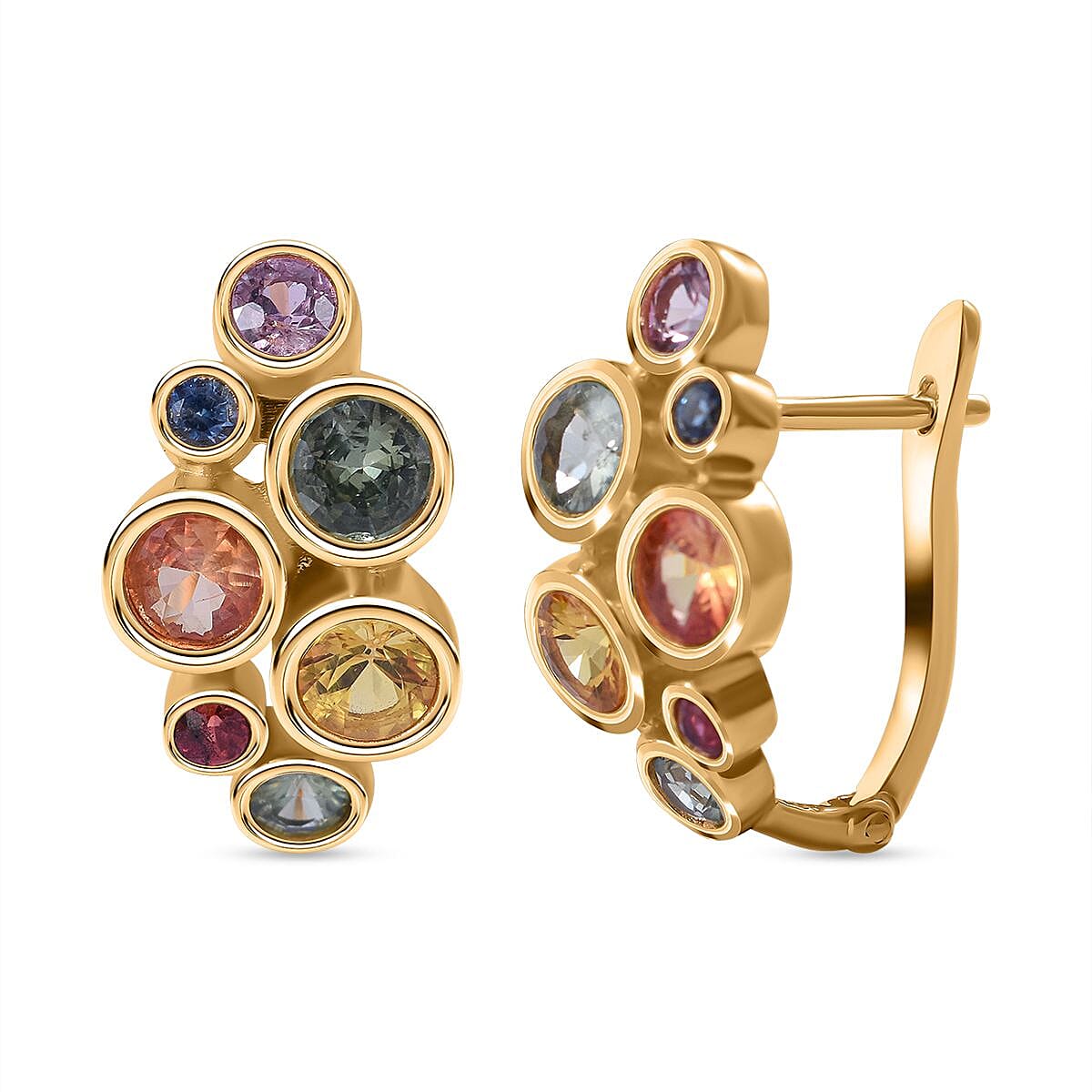 Multi Sapphire Bubble Earrings in Vermeil YG Plated Sterling Silver 2.48 Ct. 7752692 0