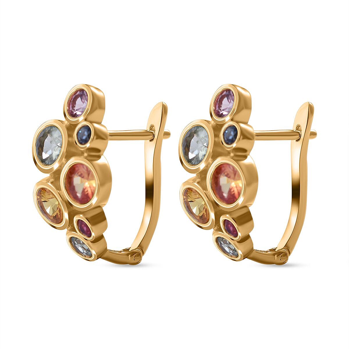 Multi Sapphire Bubble Earrings in Vermeil YG Plated Sterling Silver 2.48 Ct. 7752692 4