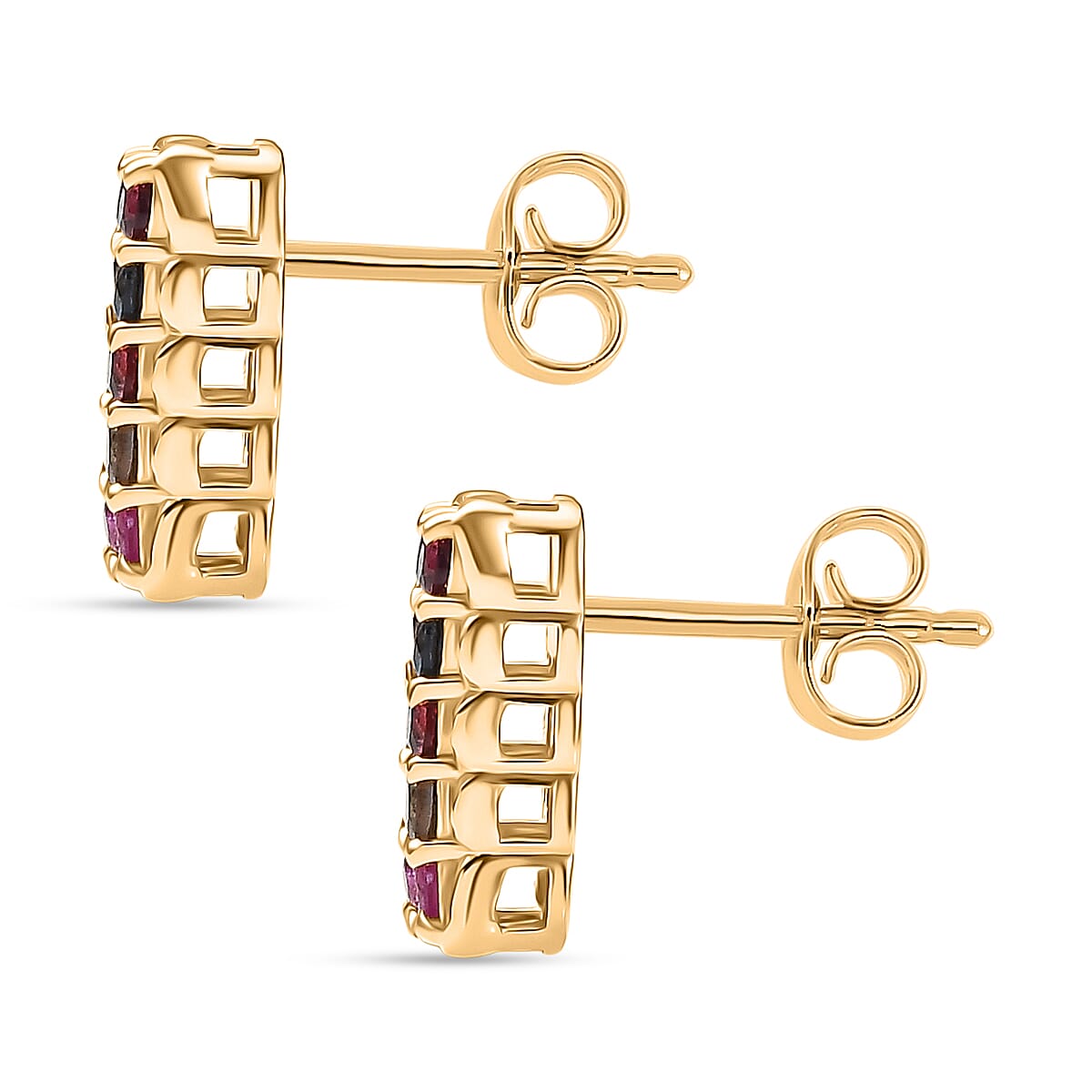 Multi Sapphire Earring with Push Back in 18K Vermeil Yellow Gold Plated Sterling Silver 8160817 4
