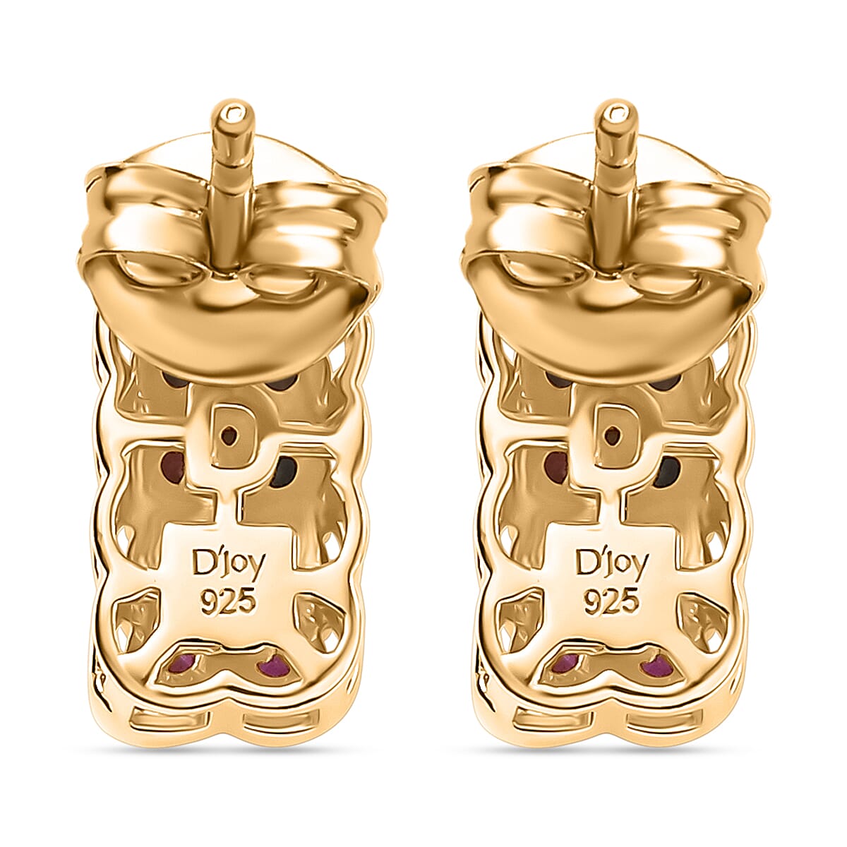 Multi Sapphire Earring with Push Back in 18K Vermeil Yellow Gold Plated Sterling Silver 8160817 5