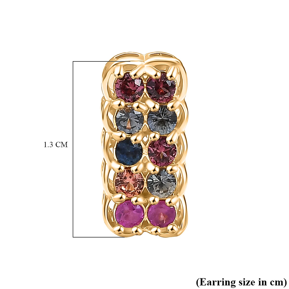 Multi Sapphire Earring with Push Back in 18K Vermeil Yellow Gold Plated Sterling Silver 8160817 6