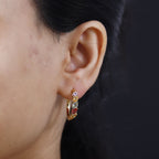 Rainbow Sapphire Huggies Earrings in 18K YG Vermeil Plated Sterling Silver 1.76 Ct