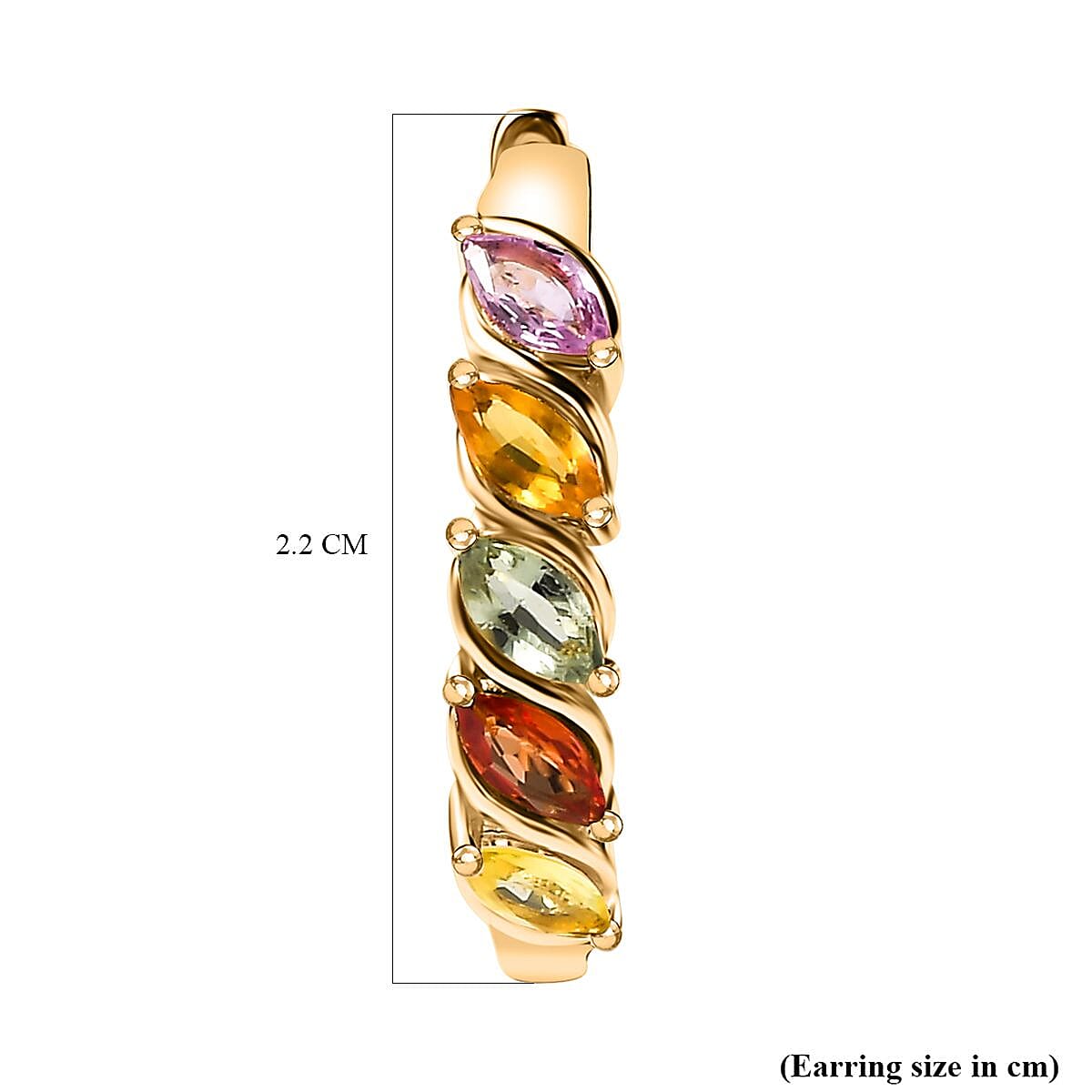 Rainbow Sapphire Hoop Earrings in 18K Yellow Gold Vermeil Plated Sterling Silver 1.76 Ct 7801547 5
