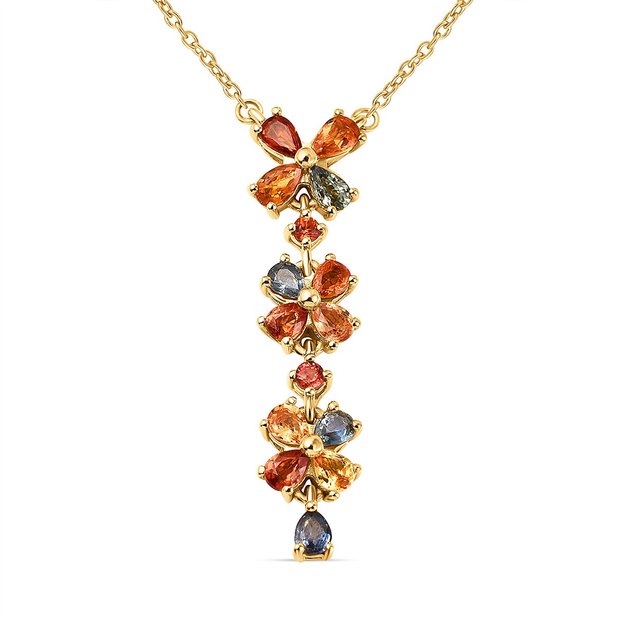Multi Sapphire Necklace (Size - 20) in 18K Vermeil Yellow Gold Plated Sterling Silver 7616333 0