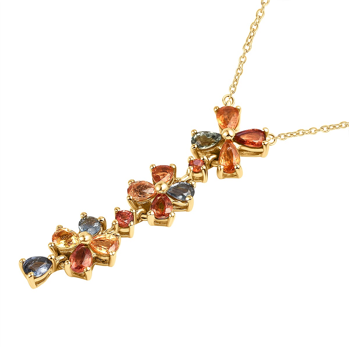 Multi Sapphire Necklace (Size - 20) in 18K Vermeil Yellow Gold Plated Sterling Silver 7616333 3